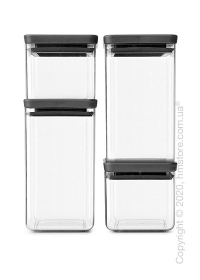 Набор емкостей для хранения сыпучих продуктов Brabantia Square Canister Set Tasty+, Dark Grey Набор емкостей для хранения сыпучих продуктов Brabantia Square Canister Set Tasty+, Dark Grey