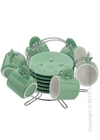 Набор чашек на подставке Bugatti Pret A Porter, Зеленый