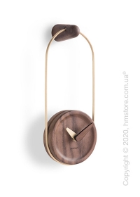 Часы настенные Nomon Micro Eslabon Wall Clock, Gold and Walnut