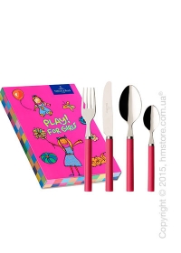 Набор столовых приборов детский Villeroy & Boch коллекция Play! for girls, 4 предмета, Red Roses