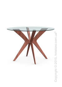 Стол Calligaris Tokyo, Glass and wood round table, Tempered glass transparent and Solid wood walnut beech stained Стол Calligaris Tokyo, Glass and wood round table, Tempered glass transparent and Solid wood walnut beech stained