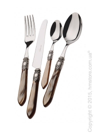 Набор столовых приборов Bugatti Oxford коллекция Old-Silverplated Ring на 12 персон, 50 предметов, Onyx