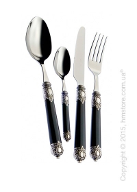 Набор столовых приборов Bugatti Rinascimento коллекция Old-Silverplated Ring на 12 персон, 75 предметов, Black
