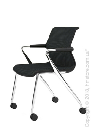 Кресло Vitra Unix Chair four-legged base with castors dark frame, Diamond Mesh Asphalt