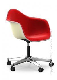 Кресло Vitra Eames Plastic Armchair PACC with full upholstery, Cream shell, Red Poppy Red Кресло Vitra Eames Plastic Armchair PACC with full upholstery, Cream shell, Red Poppy Red