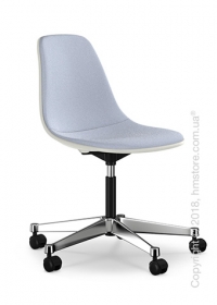 Кресло Vitra Eames Plastic Side Chair PSCC with full upholstery, White shell and Dark Blue Ivory Кресло Vitra Eames Plastic Side Chair PSCC with full upholstery, White shell and Dark Blue Ivory