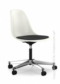 Кресло Vitra Eames Plastic Side Chair PSCC with seat upholstery, White shell and Nero Кресло Vitra Eames Plastic Side Chair PSCC with seat upholstery, White shell and Nero