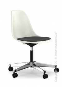 Кресло Vitra Eames Plastic Side Chair PSCC with seat upholstery, White shell and Dark Grey Кресло Vitra Eames Plastic Side Chair PSCC with seat upholstery, White shell and Dark Grey
