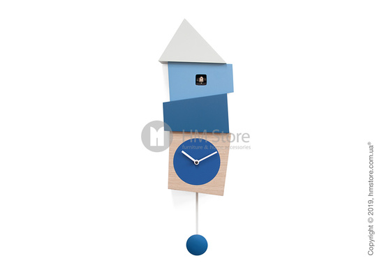 Часы настенные Progetti Crooked Wall Clock, Light Wood and Blue Часы настенные Progetti Crooked Wall Clock, Light Wood and Blue