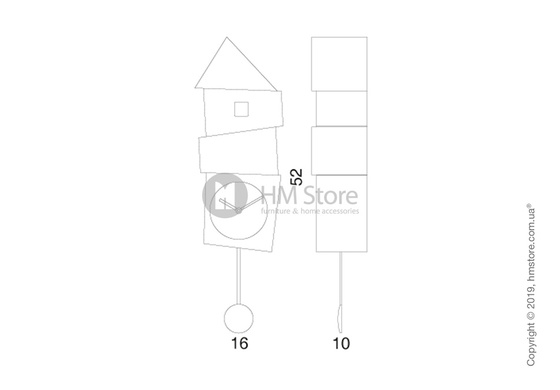 Часы настенные Progetti Crooked Wall Clock, Light Wood and Blue