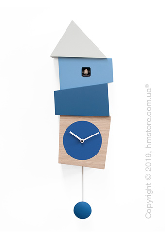 Часы настенные Progetti Crooked Wall Clock, Light Wood and Blue