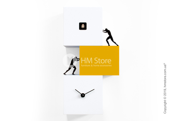 Часы настенные Progetti Strong Cucù 2 Wall Clock, White and Yellow