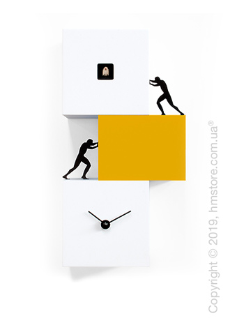 Часы настенные Progetti Strong Cucù 2 Wall Clock, White and Yellow