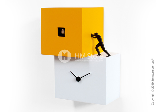 Часы настенные Progetti Strong Cucù 1 Wall Clock, White and Yellow