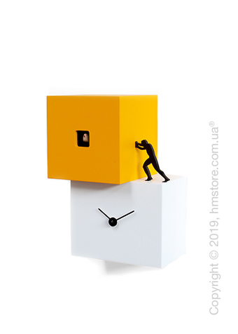 Часы настенные Progetti Strong Cucù 1 Wall Clock, White and Yellow