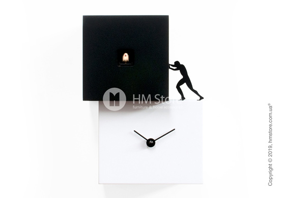 Часы настенные Progetti Strong Cucù 1 Wall Clock, White and Black
