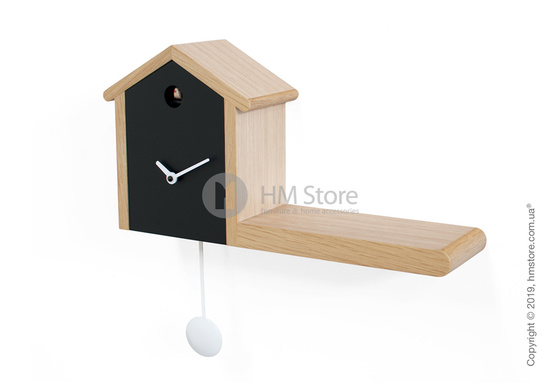 Часы настенные Progetti My House Wall Clock, Light and Black Wood