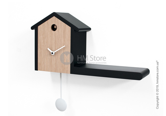 Часы настенные Progetti My House Wall Clock, Black and Light Wood