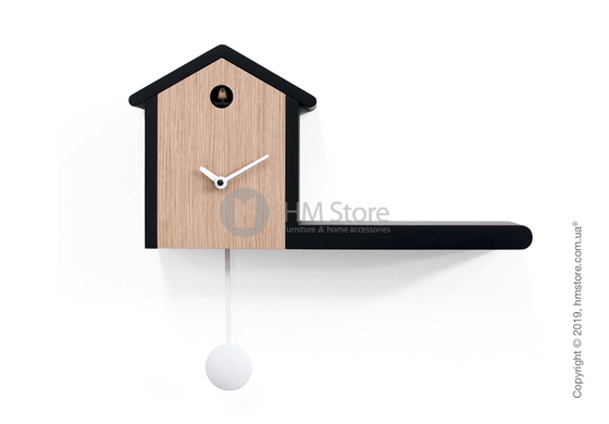 Часы настенные Progetti My House Wall Clock, Black and Light Wood