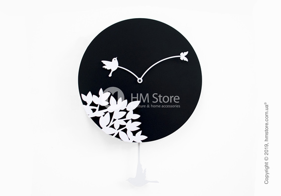Часы настенные Progetti Little bird's story Wall Clock, Black and White