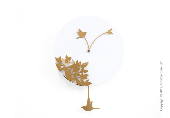 Часы настенные Progetti Little bird's story Wall Clock, White and Gold Часы настенные Progetti Little bird's story Wall Clock, White and Gold