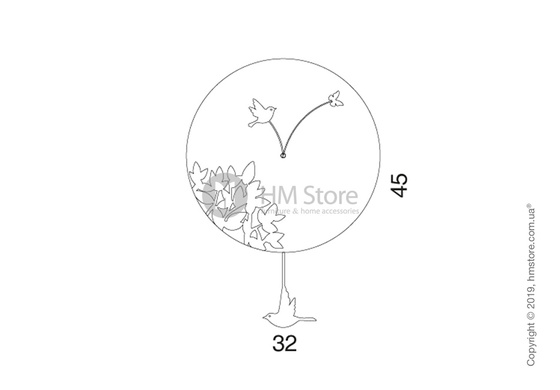 Часы настенные Progetti Little bird's story Wall Clock, White and Gold