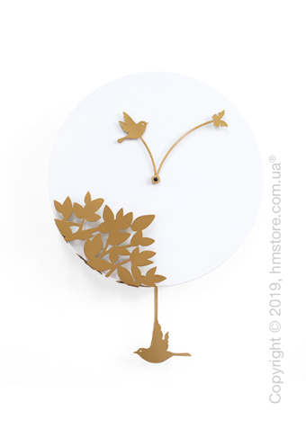 Часы настенные Progetti Little bird's story Wall Clock, White and Gold