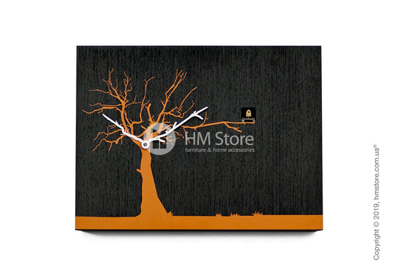 Часы настенные Progetti CùCùRùKù Wall Clock, Black Wenge, Orange Tree