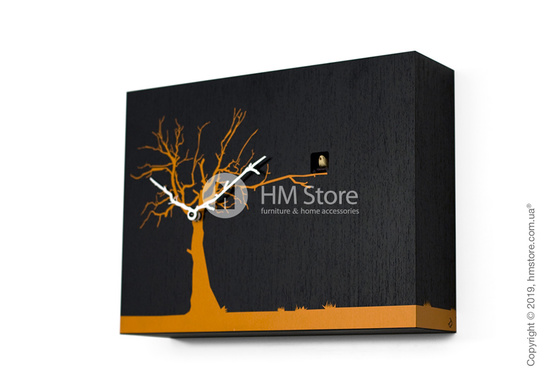 Часы настенные Progetti CùCùRùKù Wall Clock, Black Wenge, Orange Tree