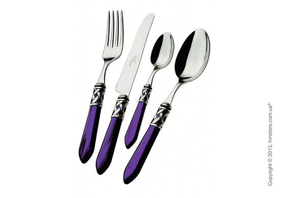 Набор столовых приборов Bugatti Aladdin коллекция Old-Silverplated Ring на 6 персон, 24 предмета, Blue