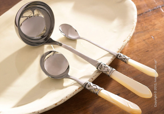 Набор столовых приборов Bugatti Aladdin коллекция Old-Silverplated Ring на 6 персон, 24 предмета, Ivory