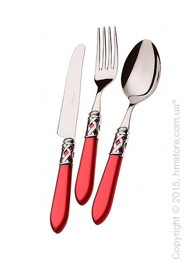 Набор столовых приборов Bugatti Aladdin коллекция Chromed Metal Ring на 6 персон, 24 предмета, Silky burgundy