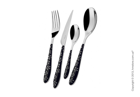 Набор столовых приборов Bugatti Daisy на 6 персон, 24 предмета, Black Набор столовых приборов Bugatti Daisy на 6 персон, 24 предмета, Black