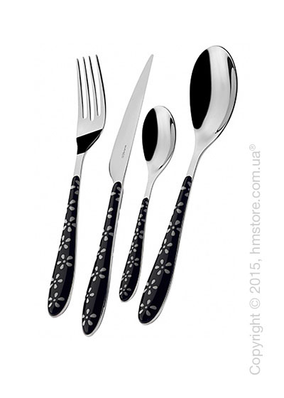 Набор столовых приборов Bugatti Daisy на 6 персон, 24 предмета, Black