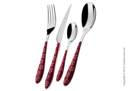 Набор столовых приборов Bugatti Daisy на 6 персон, 24 предмета, Red Набор столовых приборов Bugatti Daisy на 6 персон, 24 предмета, Red