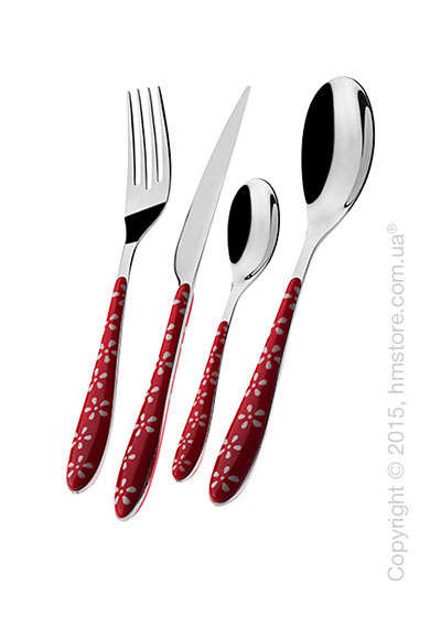 Набор столовых приборов Bugatti Daisy на 6 персон, 24 предмета, Red