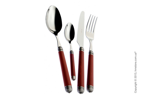 Набор столовых приборов Bugatti Dorico на 6 персон, 24 предмета, Burgundy