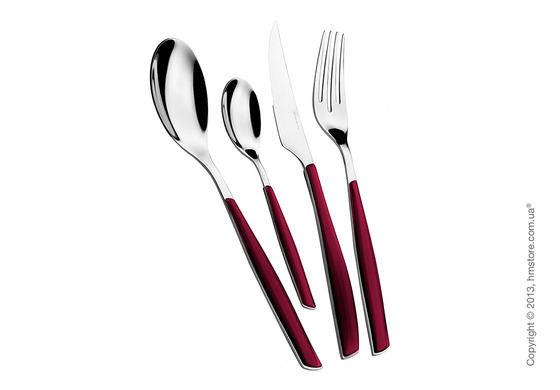 Набор столовых приборов Bugatti Glamour на 6 персон, 24 предмета, Garnet
