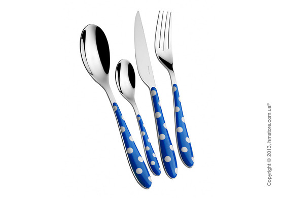 Набор столовых приборов Bugatti Pois на 6 персон, 24 предмета, Blue