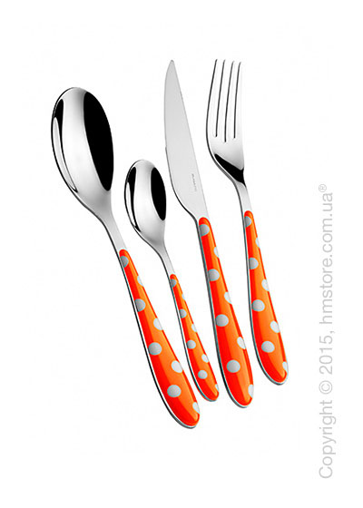 Набор столовых приборов Bugatti Pois на 6 персон, 24 предмета, Orange
