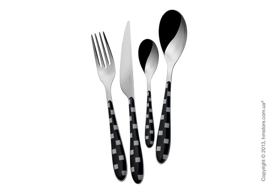Набор столовых приборов Bugatti Quadri на 6 персон, 24 предмета, Black