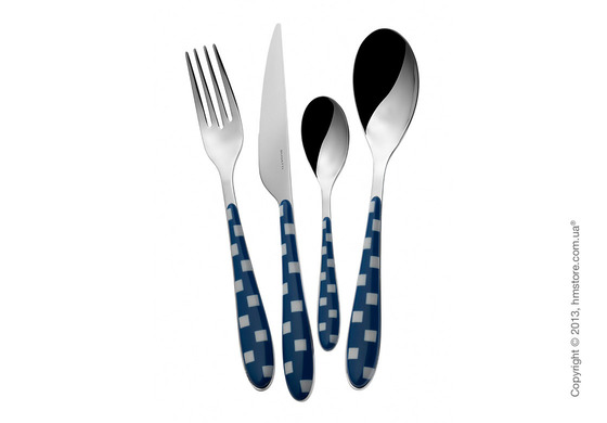 Набор столовых приборов Bugatti Quadri на 6 персон, 24 предмета, Blue Набор столовых приборов Bugatti Quadri на 6 персон, 24 предмета, Blue