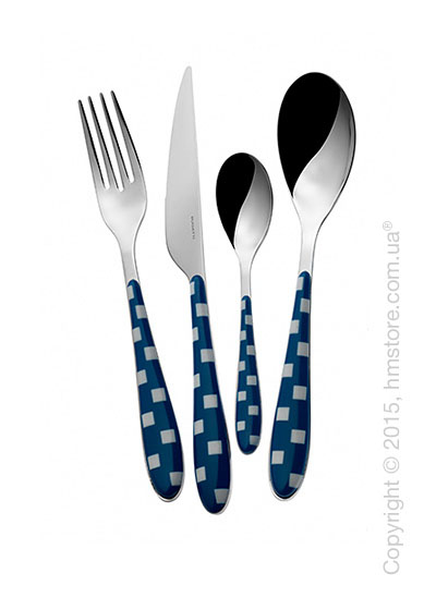 Набор столовых приборов Bugatti Quadri на 6 персон, 24 предмета, Blue