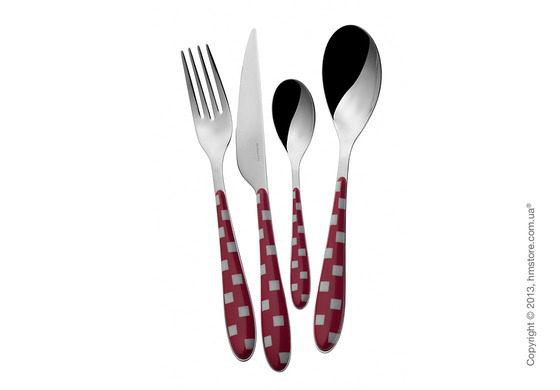 Набор столовых приборов Bugatti Quadri на 6 персон, 24 предмета, Fuchsia