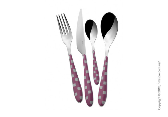 Набор столовых приборов Bugatti Quadri на 6 персон, 24 предмета, Lilac