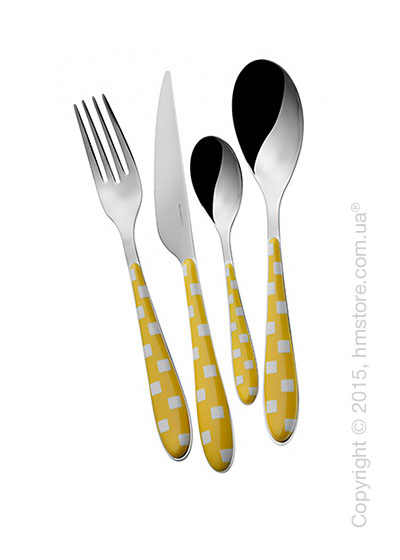 Набор столовых приборов Bugatti Quadri на 6 персон, 24 предмета, Yellow
