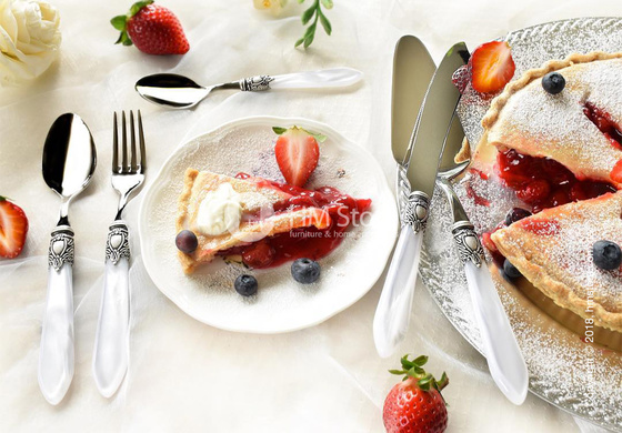 Набор столовых приборов Bugatti Oxford коллекция Old-Silverplated Ring на 6 персон, 24 предмета, White