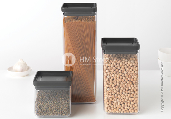 Емкость для хранения сыпучих продуктов Brabantia Square Canister Tasty 0,7 л, Dark Grey