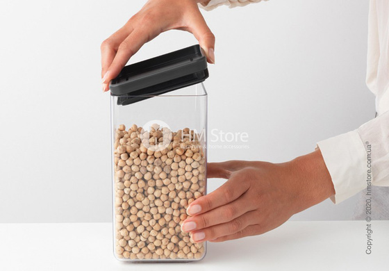 Емкость для хранения сыпучих продуктов Brabantia Square Canister Tasty 1,6 л, Dark Grey
