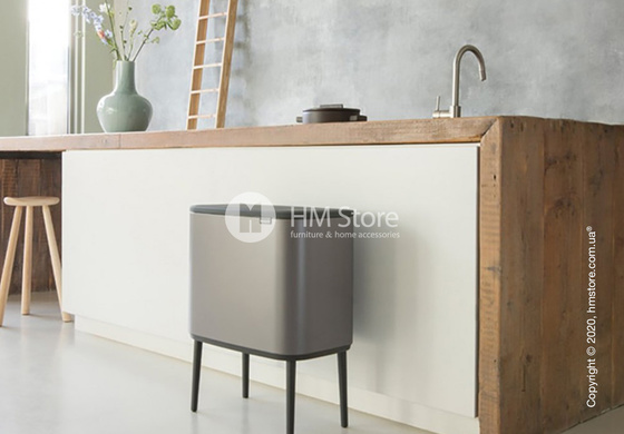 Ведро для мусора трехсекционное Brabantia Bo Touch Bin 11/11/11 л, Mineral Concrete Grey